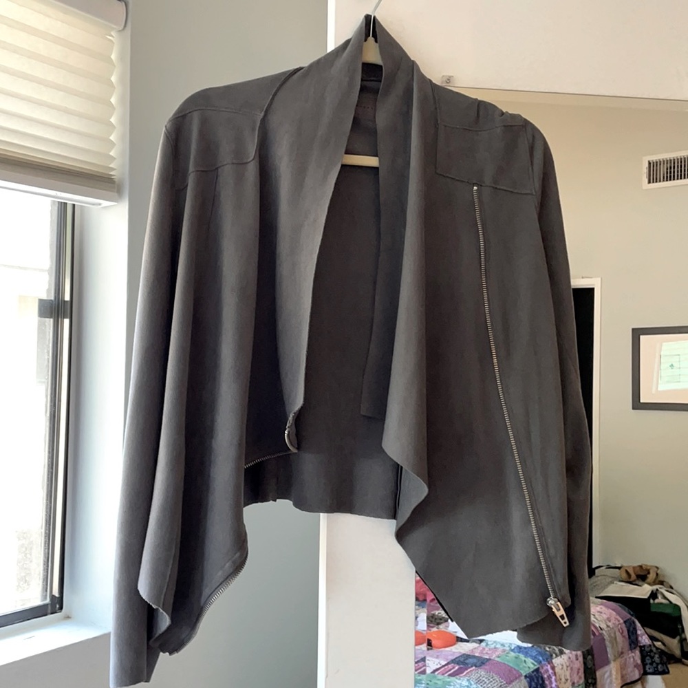 Soft Suede-like Wrap Zipper Jacket